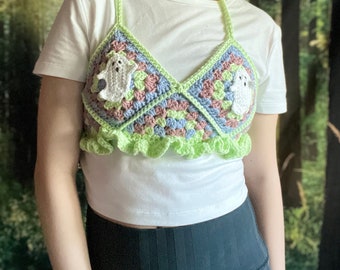 Crochet Ghost Top, Crochet Bralette, Crochet Top, Ghost Top, Goth Crochet Top, Witch Top