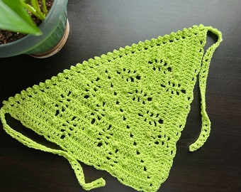 Crochet Bandana, Sweet Sage Bandana, Crochet Hair Scarf, Hair Accessory