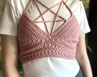 Crochet Pentagram Top, Crochet Halter Top, Crochet Crop Top, Goth Crochet Top, Witch Top