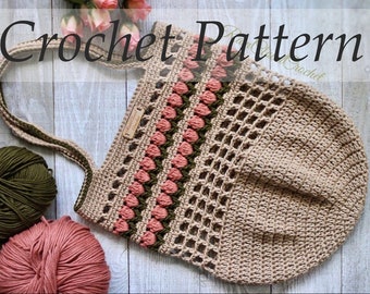Tulip Market Bag, crochet digital pattern, crochet market bag pattern, Crochet bag pattern, crochet bag