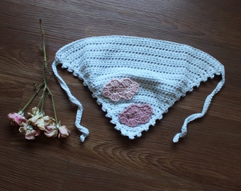 Crochet Bandana, Crochet Cloud Bandana, Crochet hair scarf, Bandana, Crochet Hair Accessories