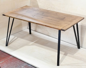 LEIGH | Solid Wood Desk / Dining Table /  Home Office / Home Desk / Simple Desk With Your Choice Of Single Pin Bases