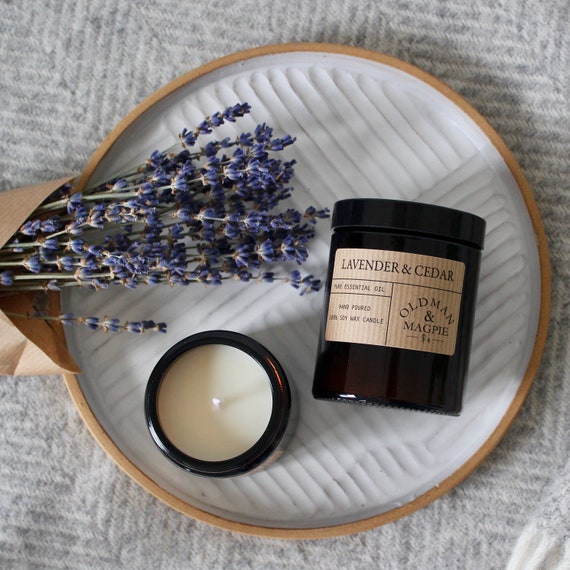 LAVENDER & CEDAR | 100% Pure Natural Essential Oil Soy Wax Candle - Hand Poured + Vegan Friendly