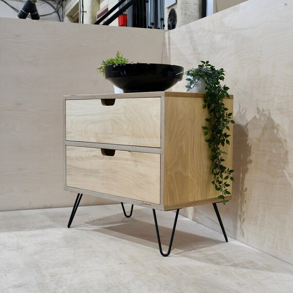 MONTAGU | Solid Birch Ply Wood Handmade Custom Built Bespoke Vanity Unit on Hairpin Legs