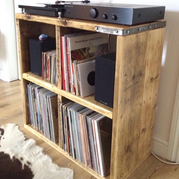 ALLEN | Solid Reclaimed Timber Custom Built Handmade Vinyl |  Record Storage Unit |  living Room |