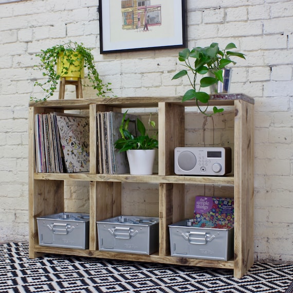 EDITH | Solid Reclaimed Timbe Unit | Handmade Modern Rustic | Living Room Furniture | Vinyl Storage unit | Display Cabinet |