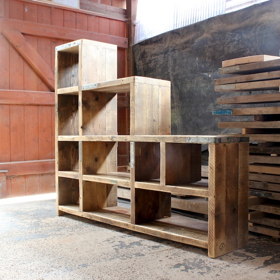 ISSAC Solid Wood Bookcase Handmade Furniture Storage Farmhouse