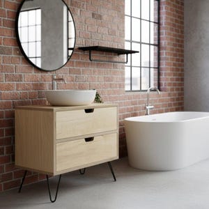 MONTAGU | Solid Birch Ply Wood Handmade Custom Built Bespoke Vanity Unit on Hairpin Legs