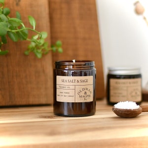 SEA SALT & SAGE 100% Natural Soy Wax Candle Hand Poured Vegan Friendly image 2