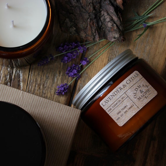 LAVENDER & CEDAR | 100% Pure Natural Essential Oil Soy Wax Candle - Hand Poured + Vegan Friendly