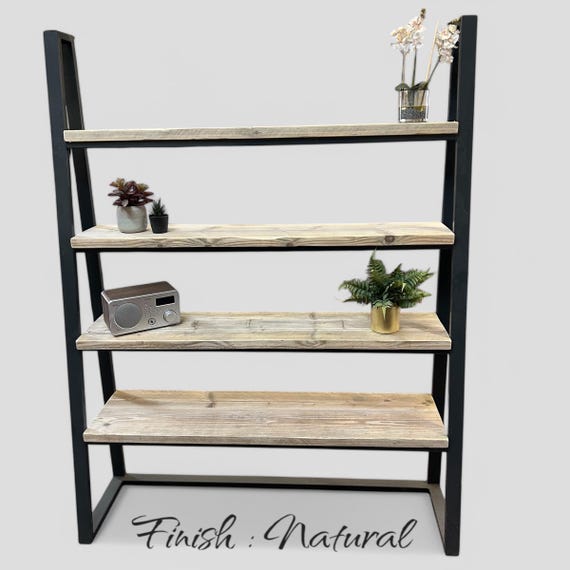 WALDEN | Solid Wood Metal Leaning Ladder Shelf Custom Built Bespoke Handmade Storage Unit