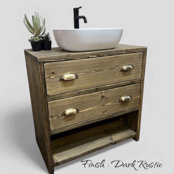 VARDY | Handmade Solid Redwood Pine Bathroom Furniture | Bathroom Cupboard | Bathroom Vanity Unit