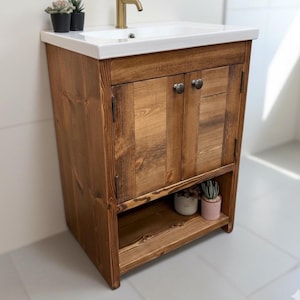 NORY |  Handmade Solid Pine Bathroom Vanity Unit | Solid Redwood  Timber Cupboard