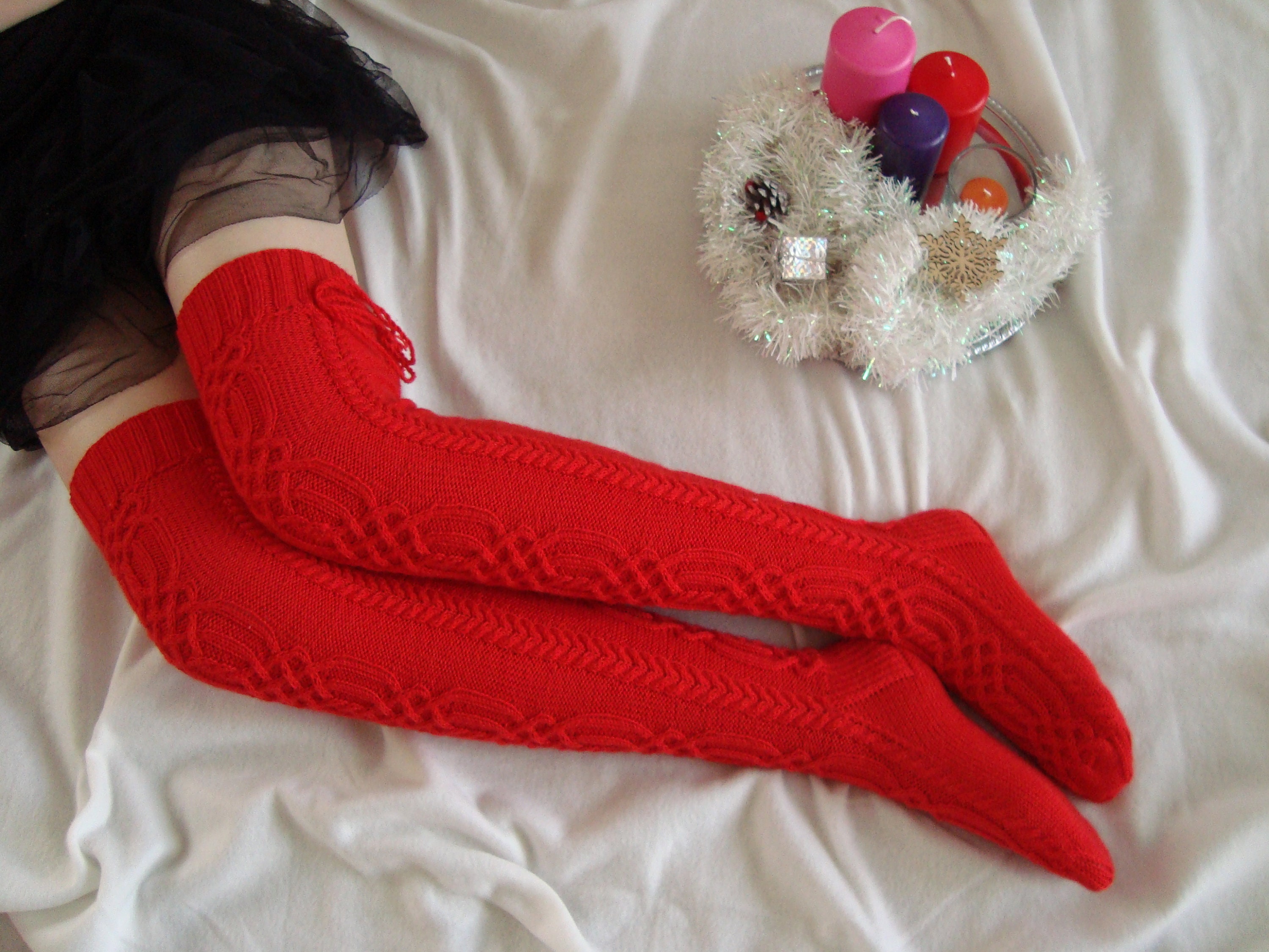 Thigh High Socks Womens Knee High Socks, Cable Knitted Long Socks, Over