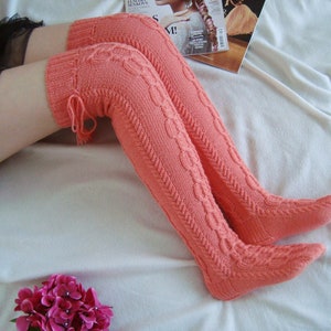 Neer Winter Women Girls High Socks Warm Thigh Knitted Over Knee Socks Long Knee Cable High Socks
