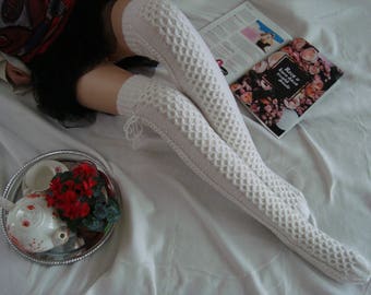 Women knee high socks, Cable knitted long socks, Hand knitted knee socks, Over the knee socks, Long socks, Winter socks, Christmas gift