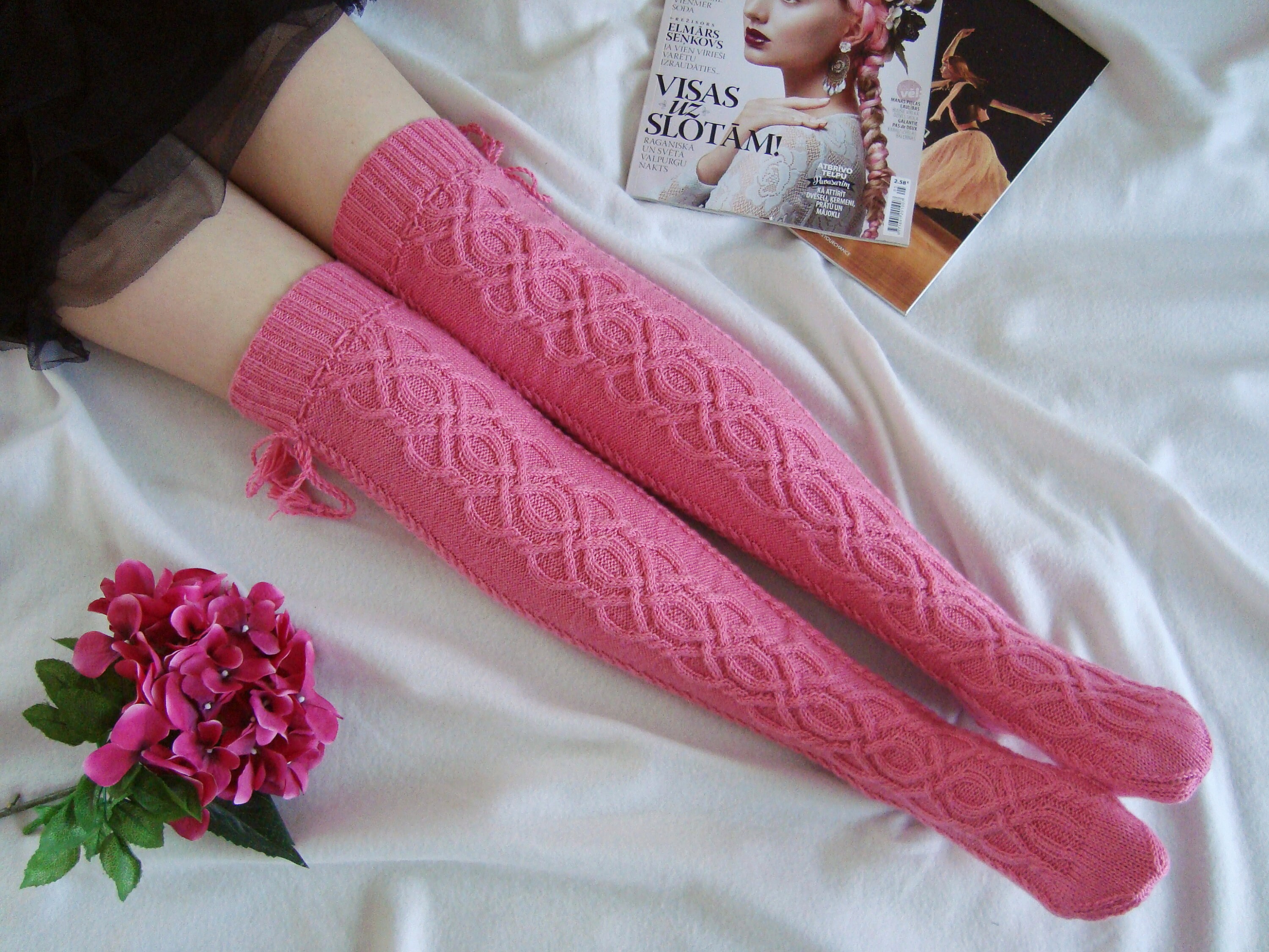 Thigh High Socks Womens Knee High Socks Cable Knitted Long - Etsy