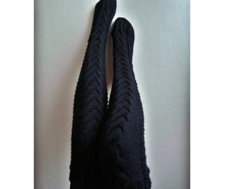 Women knee high socks, Cable knitted long socks, Hand knitted knee socks, Over the knee socks, Long socks, Winter socks, Christmas gift
