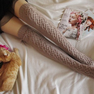 Skarpety do kolan damskie, długie skarpety z dzianiny kablowej, za kolano, białe skarpety, Dance Spirit Sexy Pole Winter Christmas Gift