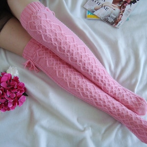 Oberschenkel High Socken Damen Kniehoch Socken, Kabel gestrickte lange Socken, Over The Knee, weiße Socken, Tanzgeist Sexy Pole Winter Weihnachten Geschenk