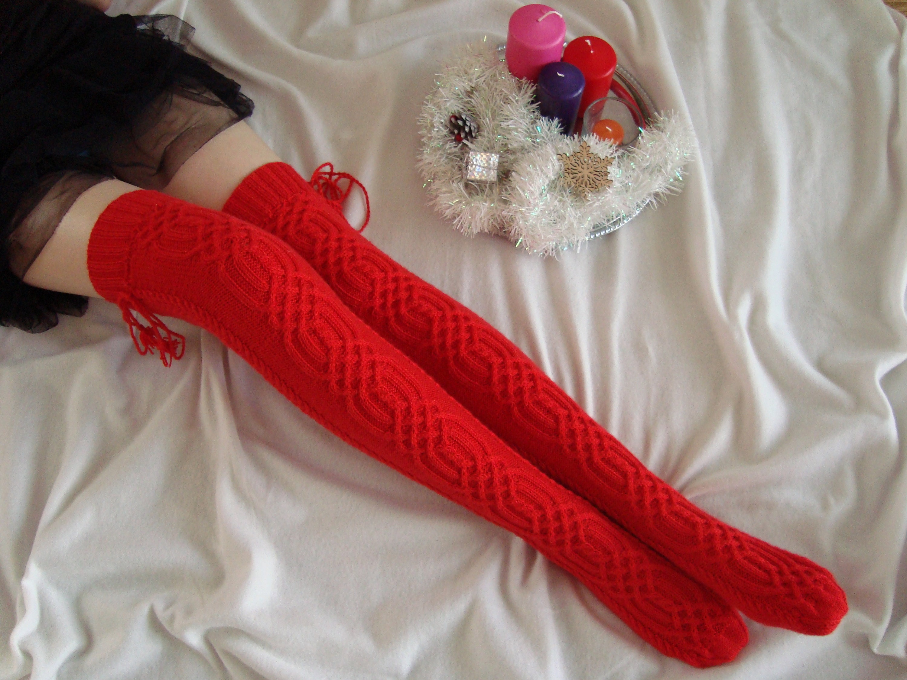 Thigh High Socks Womens Knee High Socks, Cable Knitted Long Socks, Over