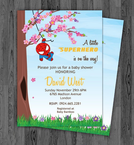 spiderman baby shower invitations