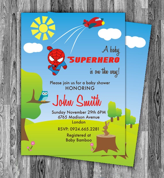 spiderman baby shower invitations