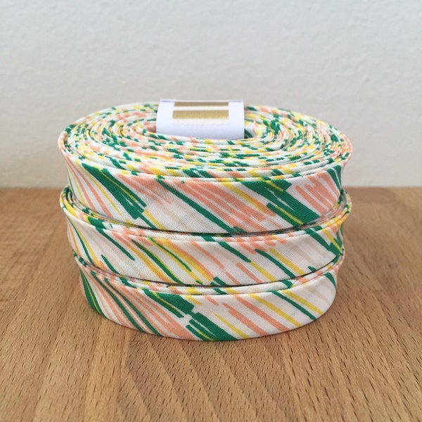 Bias Tape- Plentiful Earth Citrine Meadow Striped 1/2" double-fold cotton binding by Leah Duncan for Art Gallery Fabrics- 3 yard roll