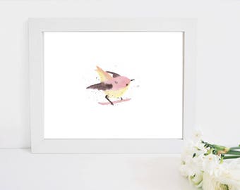 Watercolor Bird Wall Decor Printable-  DIY Digital Download