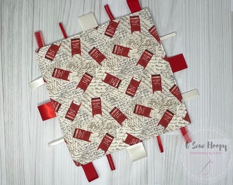 Christmas Baby Crinkle Tag Toy, Sensory Toy, Baby Ribbon Crinkle Toy, Baby Gift, Baby Shower, New Baby, Baby Lovey, Fleece, Santa Letter