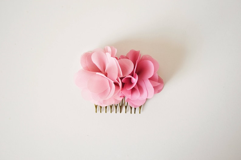 pink flower hair comb hair flower rustic wedding Bohemian bridal comb Bridal accessory