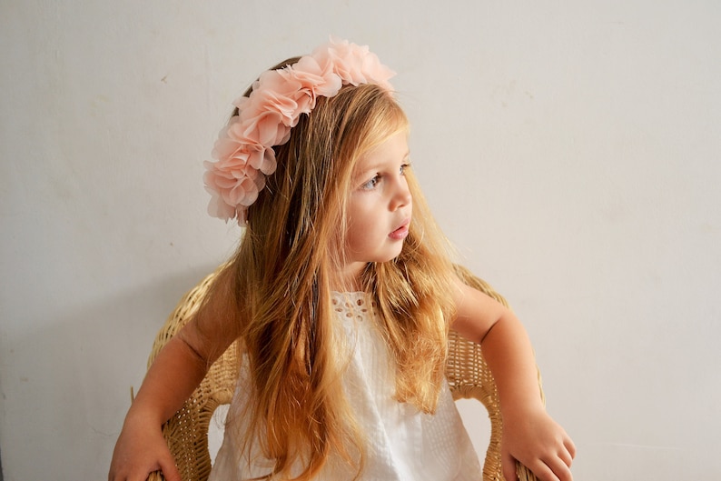 Flower Crown with coral hair light baby girl wedding wedding hair accessory bridesmaid Caterpillar