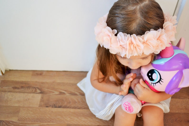 Flower Crown with coral hair light baby girl wedding wedding hair accessory bridesmaid Caterpillar