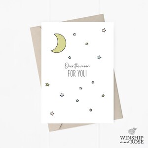 Druckbare neue Baby-Karte | Herzlichen Glückwunsch Baby Card | Druckbare Neugeborene Karte | Glückwunschkarte | Druckbare Mond Sterne Karte | Over the Moon