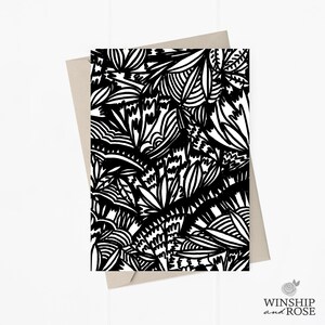 Afdrukbare zwarte witte kaart | Aanmoedigingskaart | Lege kaart | Abstracte patroonkaart | Afdrukbare | Plantaardige