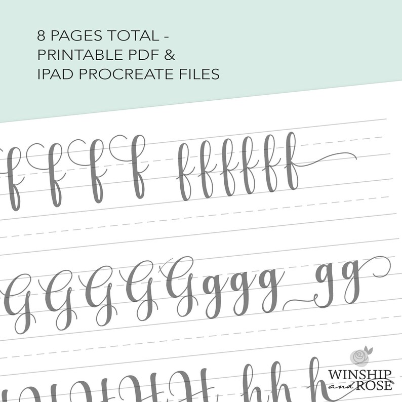 Calligraphy Practice Sheets for Procreate iPad Lettering