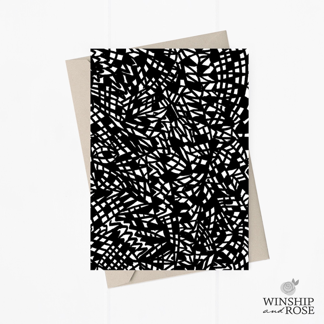 Printable Black White Card | Geometric Card | Blank Card | Abstract ...