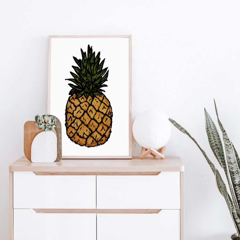 Pineapple Printable Wall Art, Digital Art Print, Instant Download, Art ...