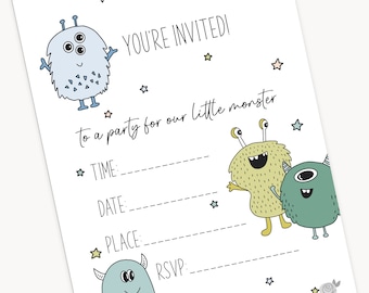 Printable Monster Birthday Invite | Monster Birthday Invitations | Printable Bday Invite | Kids Monster Party | Printable Monsters