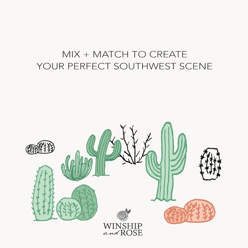 Cactus Clip Art Hand Drawn Southwest Desert Doodle Set - Etsy