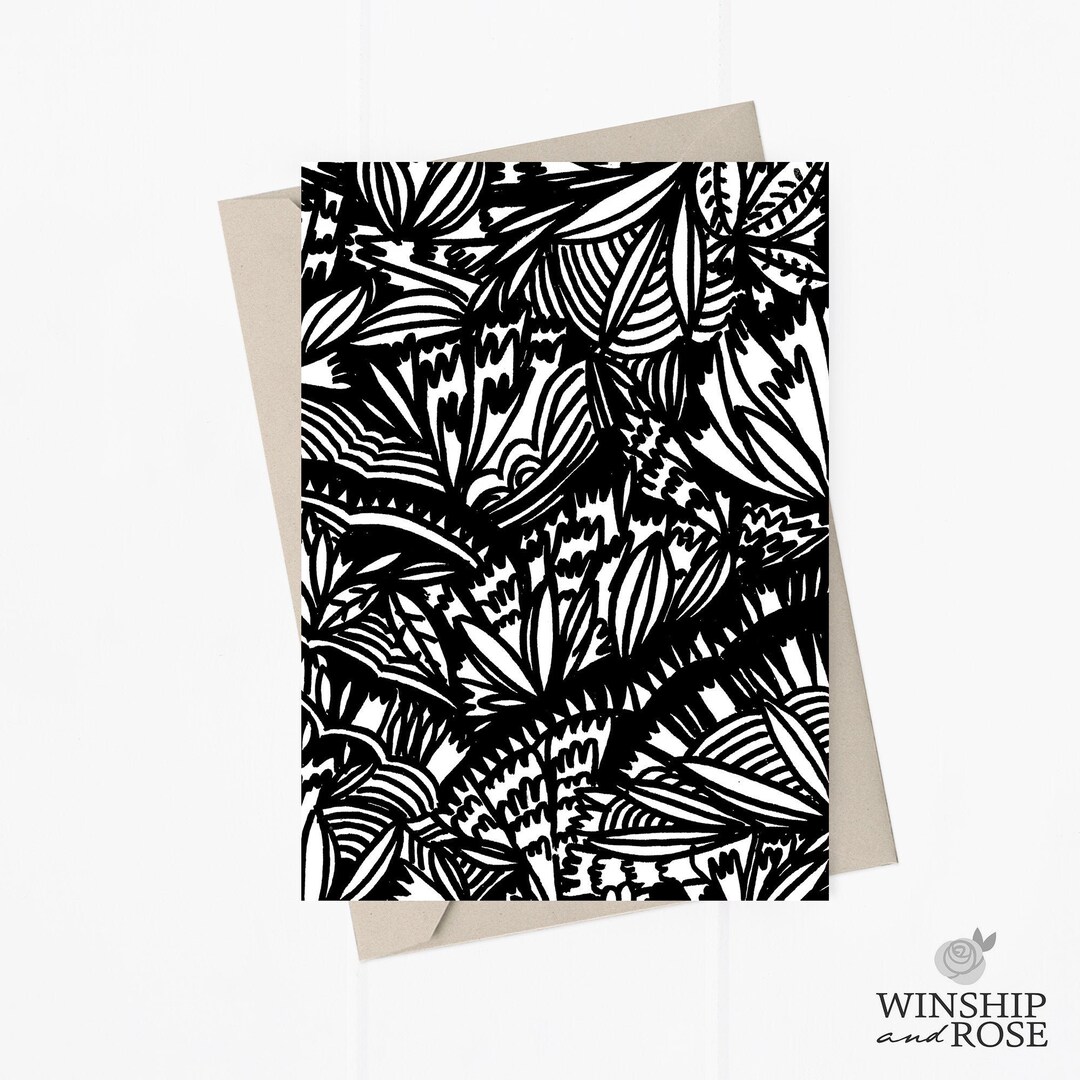 Printable Black White Card | Encouragement Card | Blank Card | Abstract ...