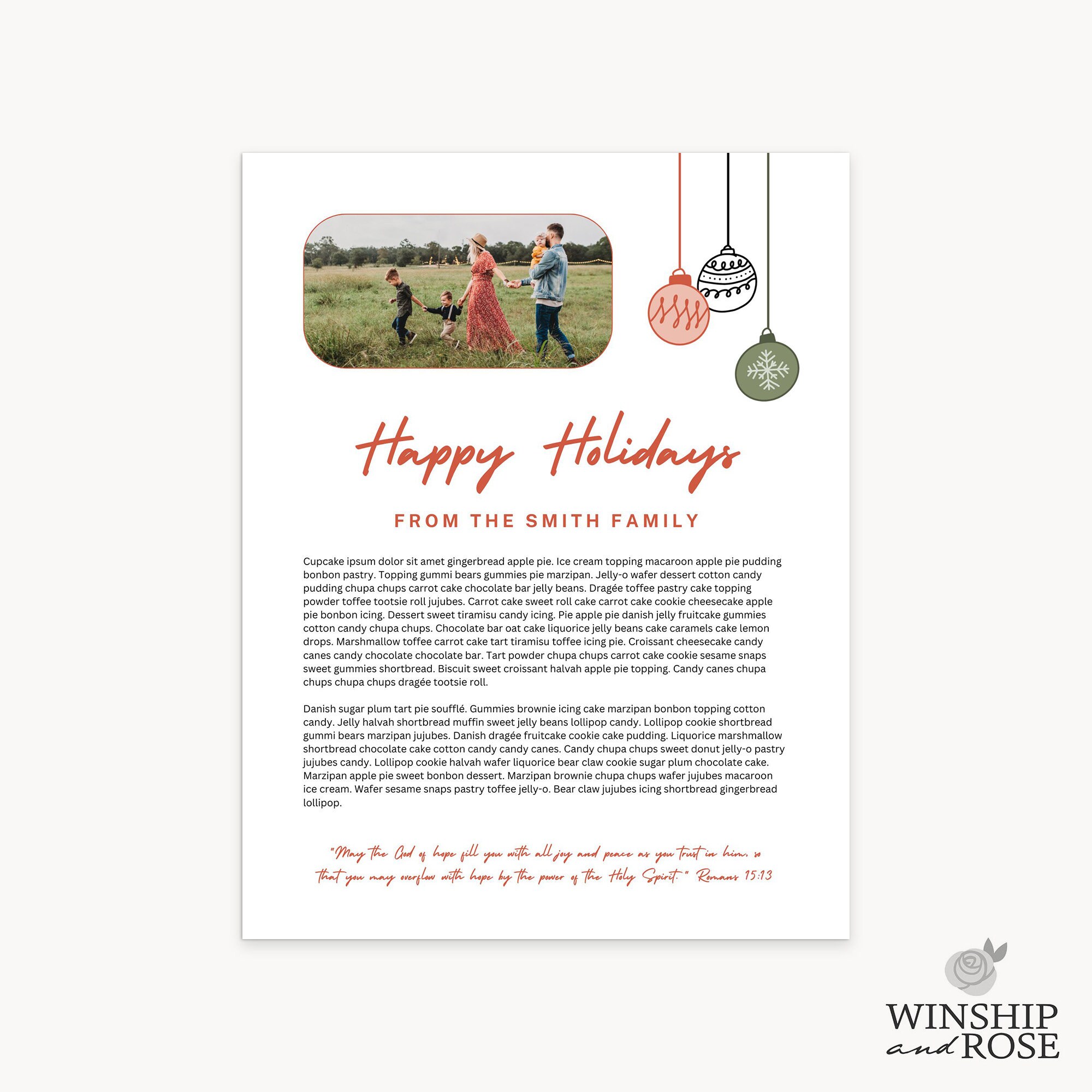 Family Christmas Letter Template 