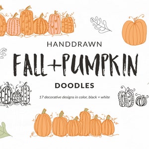 Fall Pumpkin Doodles - Hand Drawn Halloween Doodle Set for Fall