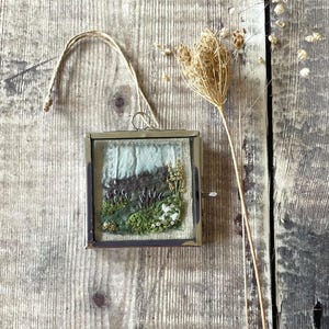 Embroidered English Countryside Textile Art - Vintage Lace Detail, Bible Verse Picture