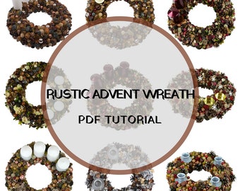 DIY Rustic Advent wreath tutorial, Wreath tutorial, Christmas wreath tutorial, How to make wreath, E-book, DIY project, Craft tutorial