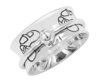 Energy Stone DAUGHTER sterling silver meditation spinner ring (US84-D)