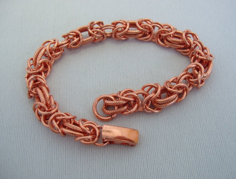 Bright Color Red Copper Chain Maille Mail Charm Bracelet 7 inches 18cm long Secure Clasp sku#66