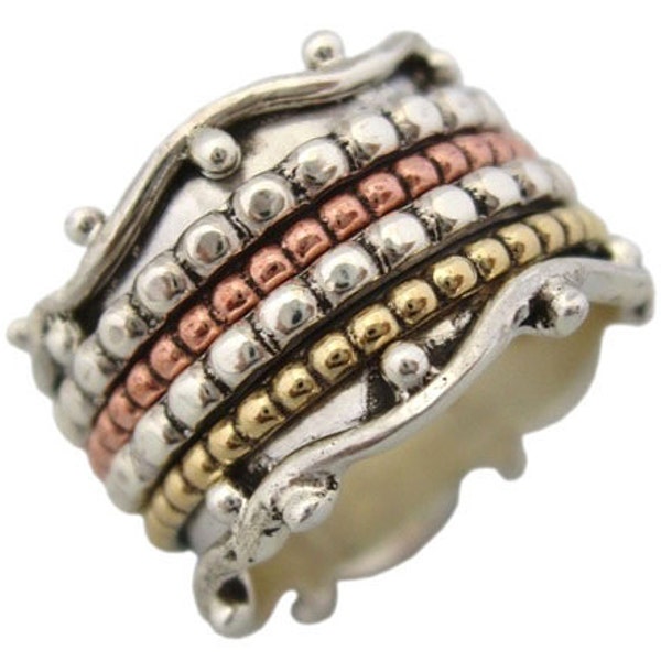 Anillo De Meditación Giratorio Con Cuarzo Rosa – Plata De Ley, Piedra Semipreciosa Para Relajación