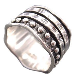 Energy Stone “HER" Ring Double Spinners Sterling Silver Meditation Spinning Ring (Style# US34)