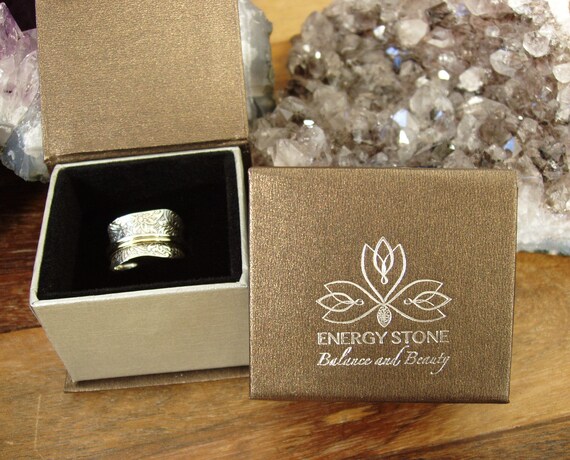 Energy Stone 925 Sterling Silver Balance /& Beauty Meditation Spinner Ring Brass /& Copper Spinners Leaf Pattern Base Ring Style USA88